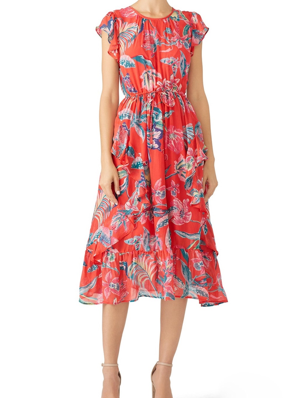 Banjanan pink floral midi dress like new size small